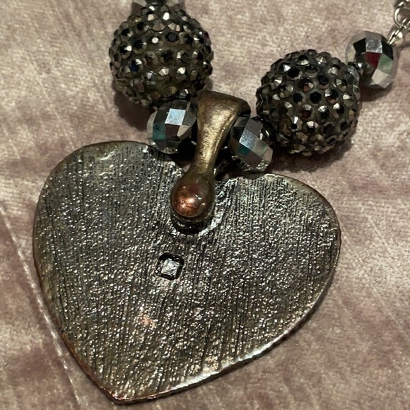 Chunky Heart Statement Necklace 17” - Picture 4 of 5